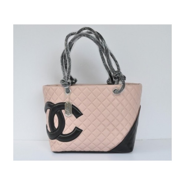Chanel A25619 Borse In Pelle Di Agnello Rosa Nero Con Logo Doppi