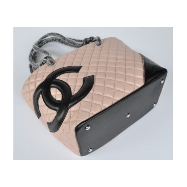 Chanel A25619 Borse In Pelle Di Agnello Rosa Nero Con Logo Doppi