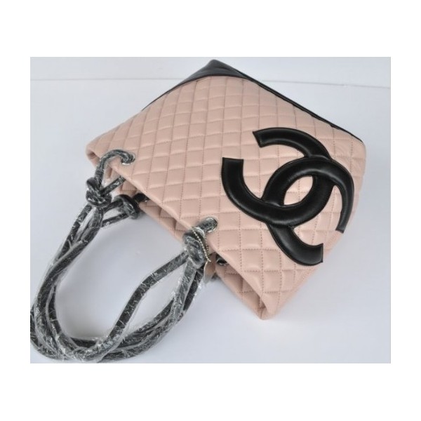 Chanel A25619 Borse In Pelle Di Agnello Rosa Nero Con Logo Doppi