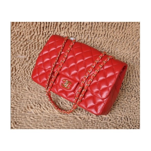 Chanel A28600 Flap Borse Agnello Con Ghw Classico Rosso