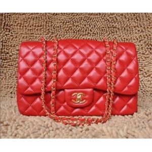 Chanel A28600 Flap Borse Agnello Con Ghw Classico Rosso
