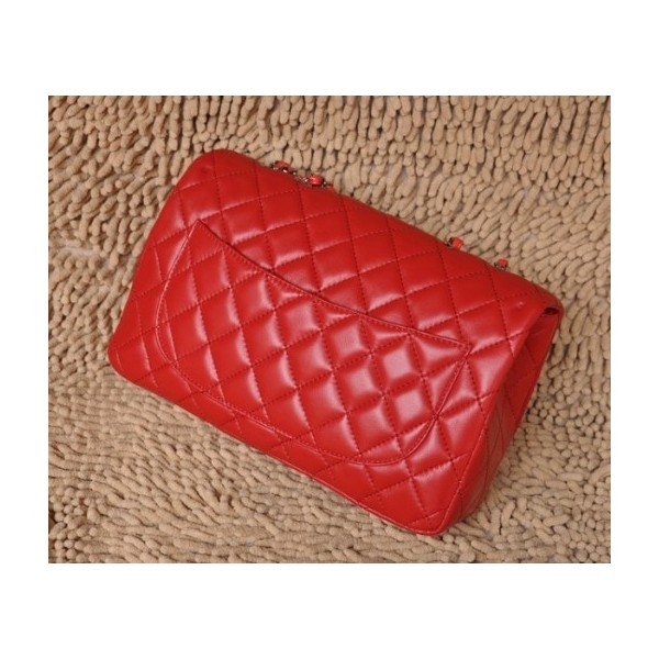 Chanel A28600 Flap Borse In Pelle Di Agnello Rossa Con Argento H