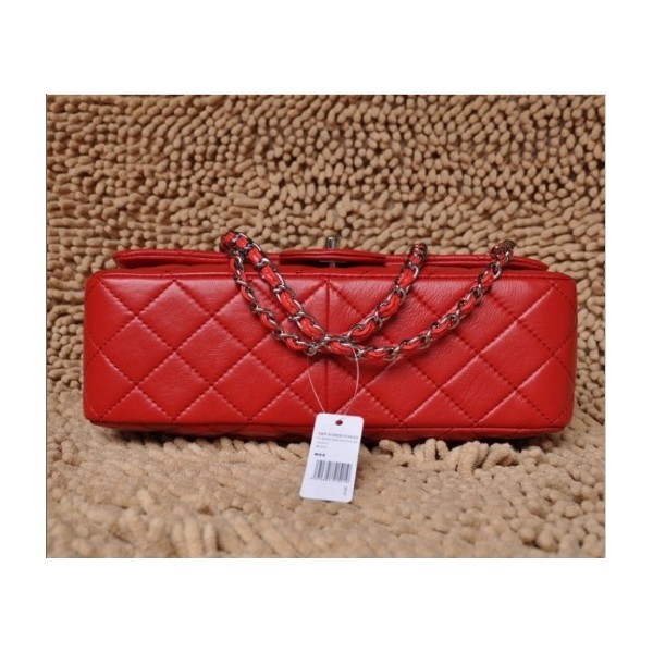 Chanel A28600 Flap Borse In Pelle Di Agnello Rossa Con Argento H