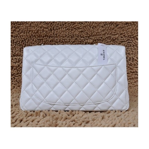 Chanel A28600 Flap Borse In Pelle Di Agnello Bianco Con Oro Hw J