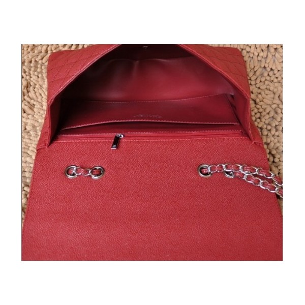 Chanel A28600 Flap Borse In Pelle Di Vacchetta Rossa Con Shw Cla