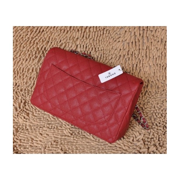 Chanel A28600 Flap Borse In Pelle Di Vacchetta Rossa Con Shw Cla