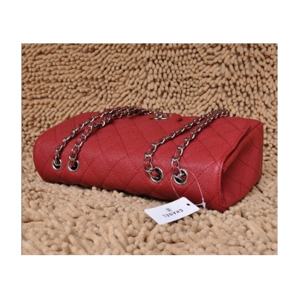 Chanel A28600 Flap Borse In Pelle Di Vacchetta Rossa Con Shw Cla
