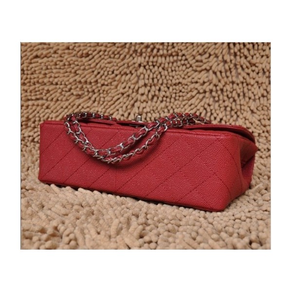 Chanel A28600 Flap Borse In Pelle Di Vacchetta Rossa Con Shw Cla