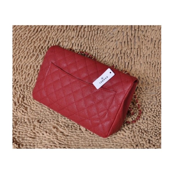 Chanel A28600 Red Grain Flap Borse In Pelle Con Oro Hw Classic