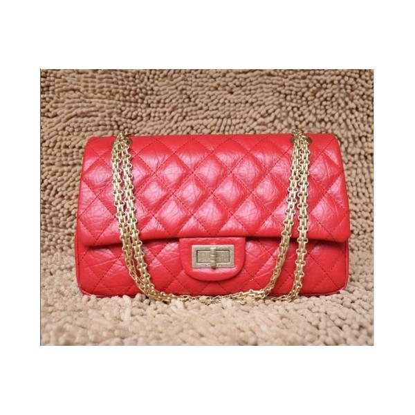 Chanel A28668 Flap Borse In Pelle Di Vitello Rosso Con Oro Hw Cl