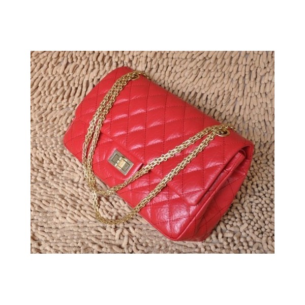 Chanel A28668 Flap Borse In Pelle Di Vitello Rosso Con Oro Hw Cl