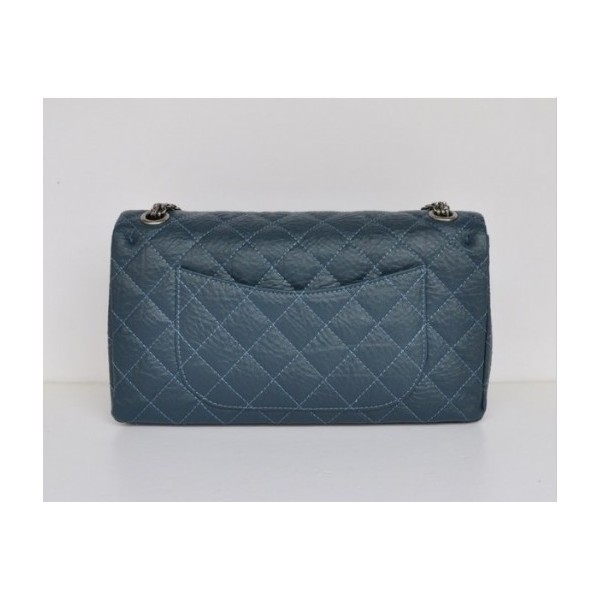 Chanel A30226 Flap Borse In Pelle Di Vitello Blu Con Retro Argen