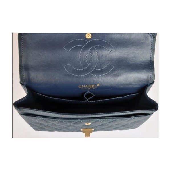 Chanel A30226 Flap Borse In Pelle Di Vitello Nero Con Oro Hw Cla