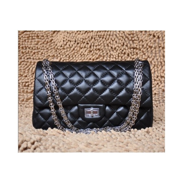 Chanel A30226 Flap Borse Nero Con Argento Hw Agnello