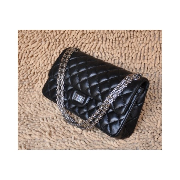 Chanel A30226 Flap Borse Nero Con Argento Hw Agnello