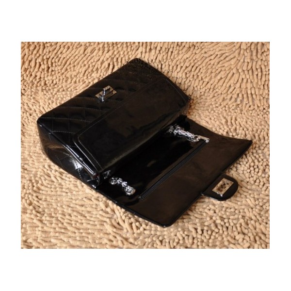 Chanel A30227 Black Leather Borse In Vernice Con Argento Hw Patt