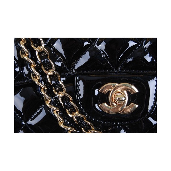 Chanel A36070 Borse In Pelle Di Vitello Vernice Nero Con Patta M