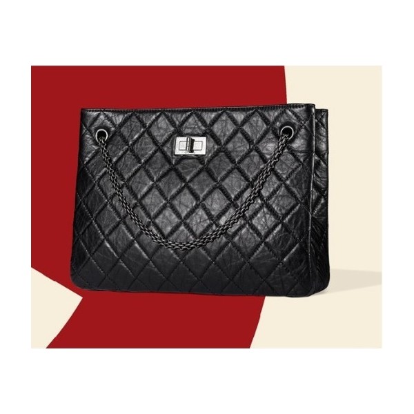 Chanel A47269 Trapuntato Nero Tote Vitello Con Chiusura Signorin