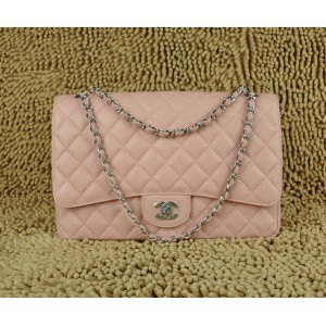 Chanel A47600 Caviar Leather Flap Borse Maxi Rosa Con Ecs