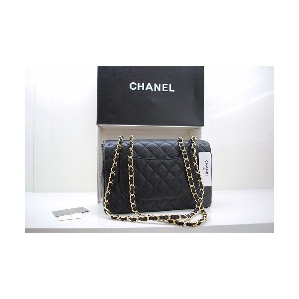 Chanel A47600 Flap Bag In Pelle Nera Caviar Jumbo Con Oro Hw