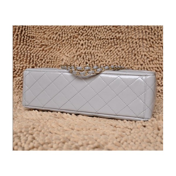 Chanel A47600 Flap Borse In Vernice Con Maxi Oro Grigio Hw