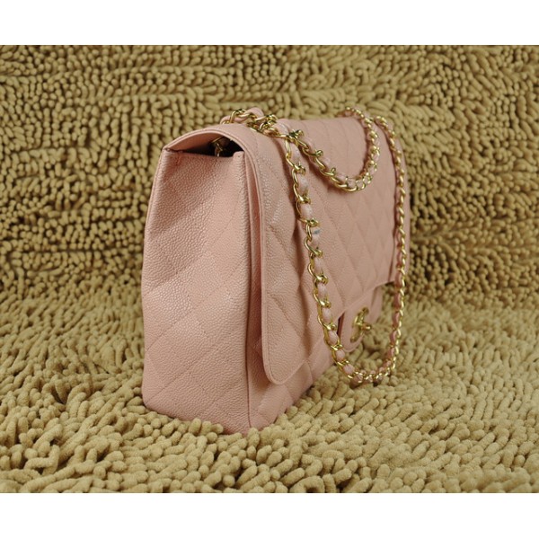 Chanel A47600 Flap Maxi Borse In Pelle Caviale Con Oro Hw Rose