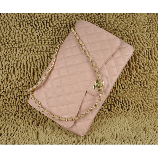 Chanel A47600 Flap Maxi Borse In Pelle Caviale Con Oro Hw Rose