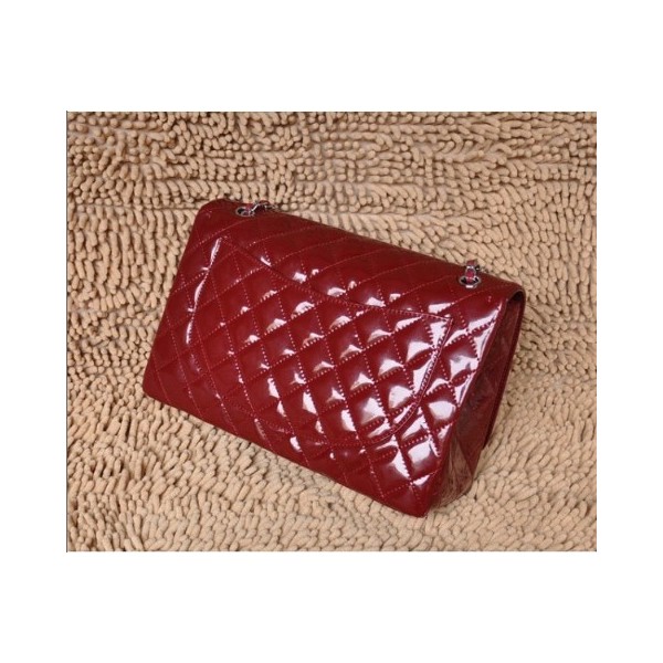 Chanel A47600 Red Patent Leather Borse Maxi Falda Scuro Con Ecs