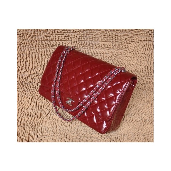 Chanel A47600 Red Patent Leather Borse Maxi Falda Scuro Con Ecs