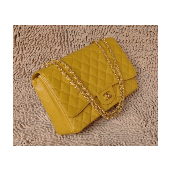 Chanel A47600 Borse In Pelle Di Vacchetta Giallo Grano Con Ghw