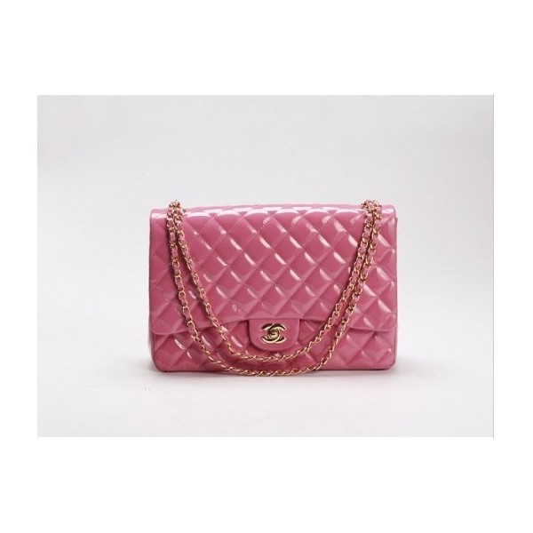 Chanel A47600 Rosa Brevetto Flap Borse In Pelle Con Oro Hw Maxi