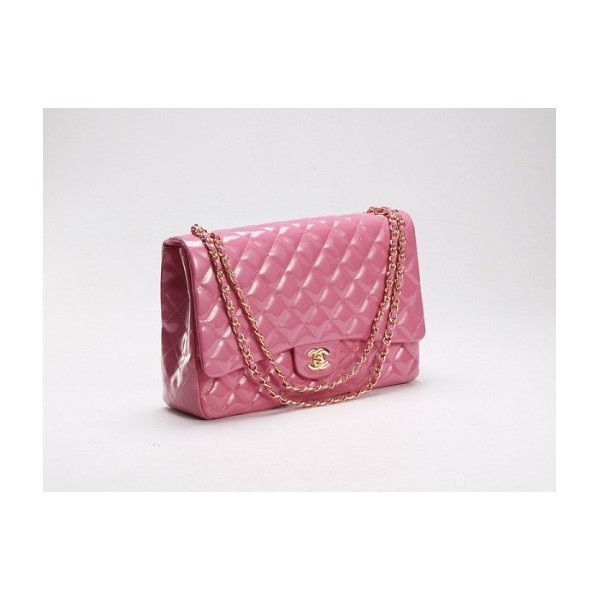 Chanel A47600 Rosa Brevetto Flap Borse In Pelle Con Oro Hw Maxi