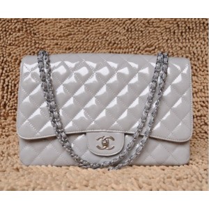 Chanel A47600 Vernice Nera Flap Borse Maxi Con Silver Hw