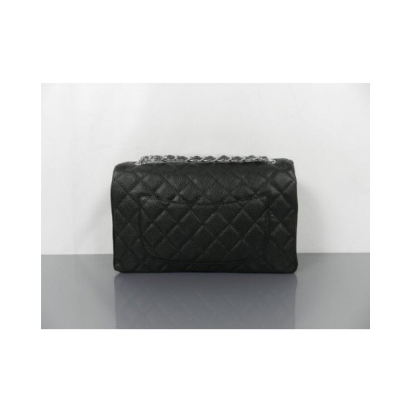 Chanel A48867 Black Grain Flap Borse In Pelle Con Ecs