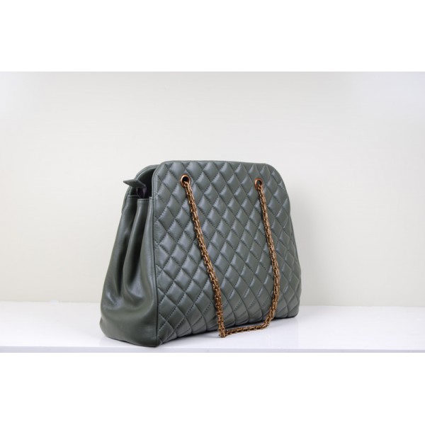 Chanel A49855 Classic Quilted Verde Large Tote Agnello