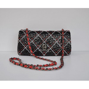 Chanel A50311 Brevetti Perforato Borse Classic Flap Nero Multi