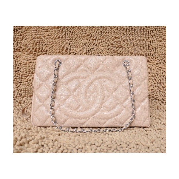 Chanel A50755 Albicocca Grain Leather Tote Con Logo Cc