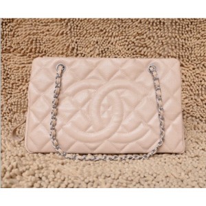Chanel A50755 Albicocca Grain Leather Tote Con Logo Cc