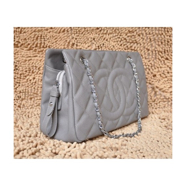 Chanel A50755 Grano Tote In Pelle Nera Con Logo Cc
