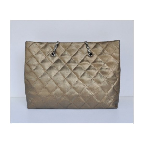 Chanel A50979 Vitello Bronzo Tote Grande Con Silver Hw Retro