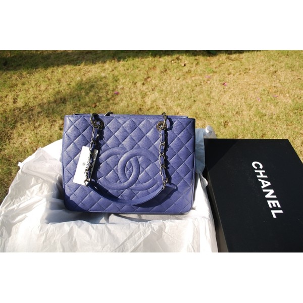 Chanel A50995 Caviar Leather Shopping Bags Gst Blu