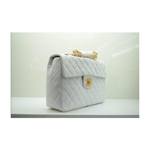 Chanel Borse Maxi Flap Agnello Bianco 2011 Gold Hw