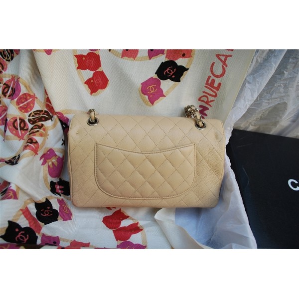 Chanel Classic Flap Bag A01112 In Pelle Beige Caviale Con Ecs