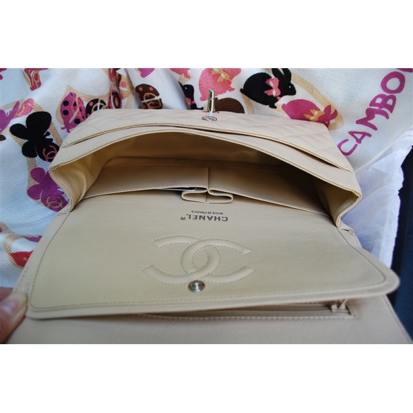 Chanel Classic Flap Bag A01112 In Pelle Beige Caviale Con Ecs