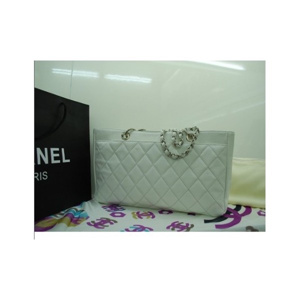 Chanel Classic White Caviar Cc Di Cristallo Senza Tempo Tote