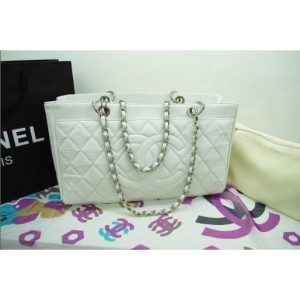 Chanel Classic White Caviar Cc Di Cristallo Senza Tempo Tote