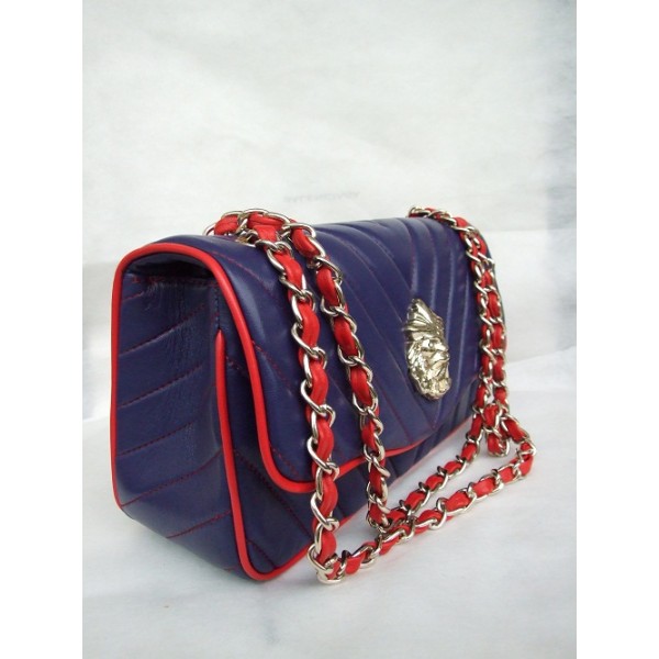 Chanel Flap Bag In Pelle A49312 Viola Con La Testa Di Leone Clas