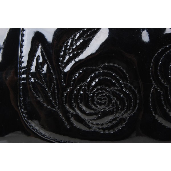 Chanel Tweed Rasata Ricamati Camelie Borse Flap In Vernice Nera