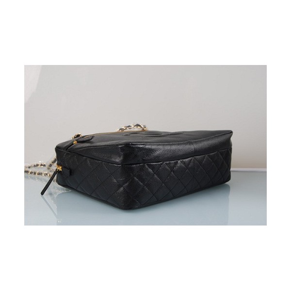 Chanel Borse 49002 In Pelle Caviale Nero Con Logo Grande Cc