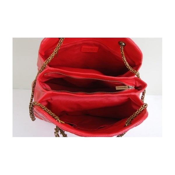 Chanel Borse 49855 Bowling In Pelle Di Agnello Rosso Con Ottone